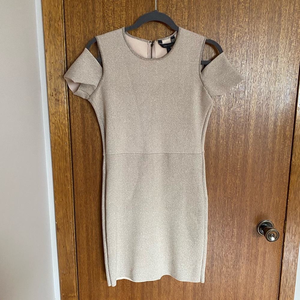 BCBG gold bandage dress, size M